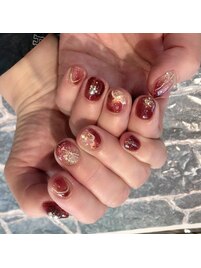 ワインレッドネイル