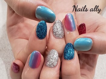 ネイルズアリー 立川店(Nails ally)/縦グラ×ミラー×ホログラム×秋