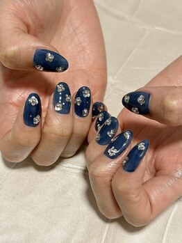 ネイビー×ホロフラワー