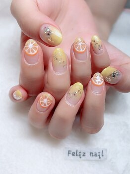 フェリスネイル 池袋店(Feliz Nail)/オレンジネイル