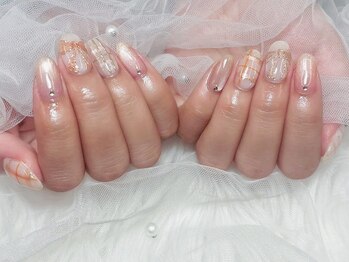 プティ アイビューティ 京橋店(peTiT eyebeauty)/手描きリボン チェックネイル