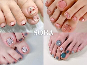 ソラ(sora)の写真/足先まで気を抜かない♪フットネイルで素敵な足元に！お仕事上ハンドネイルができない方にも大好評◎