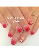 ネイルサロン グリッター(NAIL SALON glitter)/赤グラデーションネイル