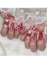 アイカ(Aika)/赤フラッシュキラキラネイル