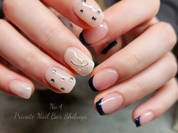 ナンバーヨン シブヤ(No.4 Shibuya)/フレンチ×リボンネイル