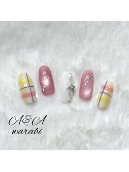 エーアンドエー 蕨店(A&A)/春チェックネイル