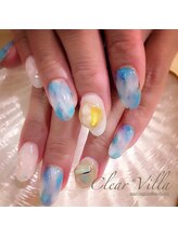 ネイルサロンクリアヴィラ(nail salon clear villa)/ブルー×ホワイト