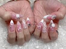 レアネイル 新宿(le'a nail)/ピンクレースデザイン