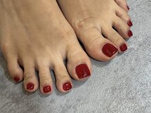 サクノネイル(SAKUNONAIL)/レッドワンカラーフットネイル