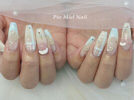 ベビーブルー×チェック×ハート