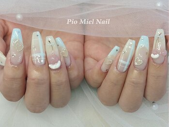 ベビーブルー×チェック×ハート