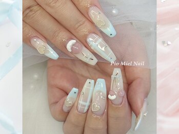 ベビーブルー×チェック×ハート