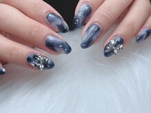 リリーネイル(lily nail)/ネイビーリボンネイル