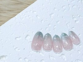 水滴ネイル/ラメグラデーション