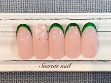 スエルテ ネイルサロン 北千住店/カラーフレンチ&雪の結晶　¥8000