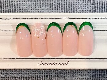 スエルテ ネイルサロン 北千住店/カラーフレンチ&雪の結晶 ¥8000