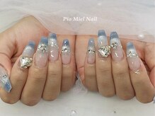 ピオミエルネイル 新宿(pio miel nail)/ブルーグラデ×上品ストーン