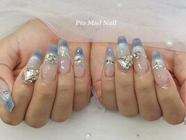 ブルーグラデ×上品ストーン