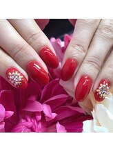 アイリッシュネイル 久屋大通店(Irish Nail)/レッド×ストーン
