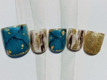 ネイルサロン リリオ(Nail Salon Ririo)/ターコイズ×アートフットネイル