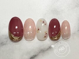 押し花ピンクネイル