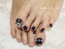 サロン ドゥ ル シエル(salon de Le ciel)/黒花レース*リボンnail