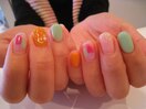 ポップカラーアートネイル