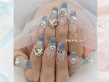ピオミエルネイル 新宿(pio miel nail)/ブルーグラデ×上品ストーン