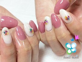 カラフル押し花ネイル♪