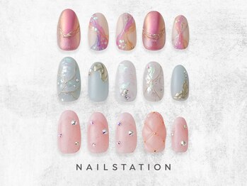 ネイルステーション ルミネ立川店(NAIL STATION)の写真/＜パラジェル登録サロン＞初回オフ無料！シンプル～ニュアンスなどデザイン多数♪人気の定額メニュー☆