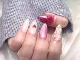 バレンタインハートネイル