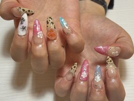 夏ハイビスカスネイル