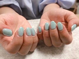 ブルーサテンネイル　夏ネイル
