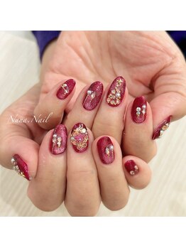 ナナネイル(Nana.Nail)/クリスマスネイル/リース/赤