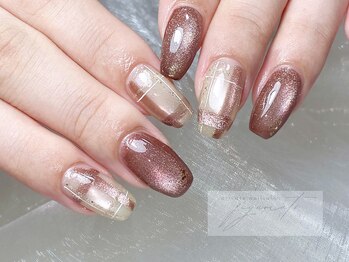 フユメイト(fuyumate)/ブラウンチェックネイル