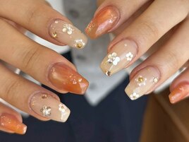 お花ホロ オレンジブラウン