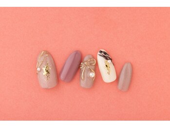 ヴァンネイル みなとみらい馬車道(VINGT NAIL)/*ピンク×リボン*