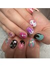 カラフルバレンタインネイル
