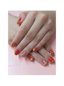 ネイルサロンミキ 横浜(MIKI)/和装成人式手描きフラワー3D花