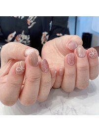 リボンネイル/秋/定額/キラキラ