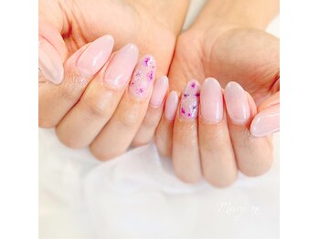 グラデーションに押し花