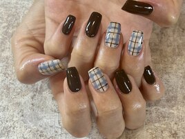 水色　チェックデザイン