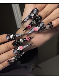 《チップ長さだし》リボンネイル
