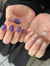 ユージューネイルルーム(UJU nail room)/チグハグフラッシュホロフラワー