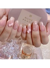 ピンクハルナネイル(pink haruna nail)/シンプルリボンネイル