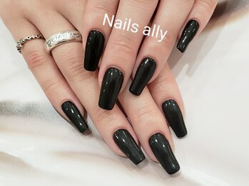 ネイルズアリー 立川店(Nails ally)/ブラック×スクエア