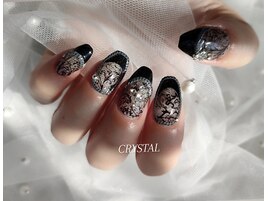 黒フレンチ×黒レース