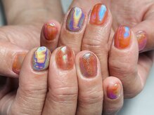 シーグラス(SeaGlass)/オレンジオーロラネイル