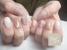 ネイルセッション(nail session)/ベージュ×チェック