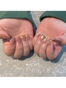 リッシュ(RICHE)/ピンクブラウン×ミラーフレンチ